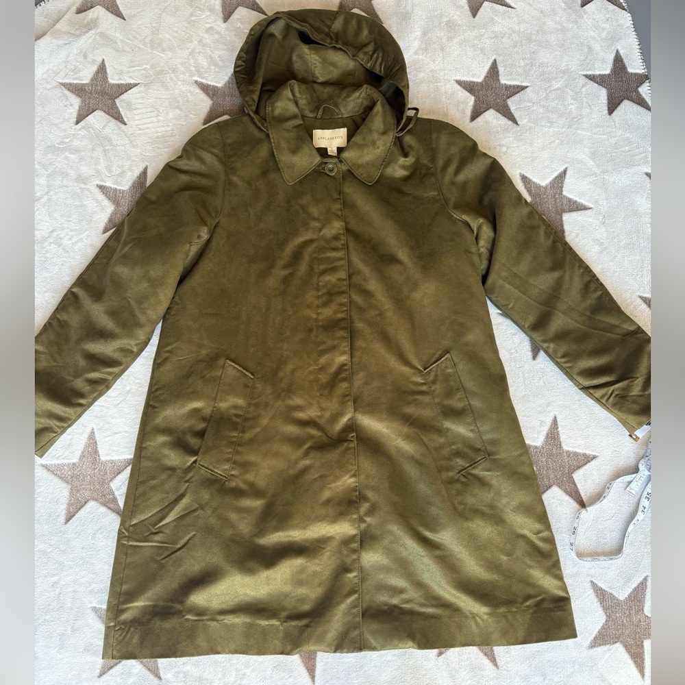 Appleseeds Lilac Purple Suede Feeling 3-Season Coat Removable Lining & Hoodie PS